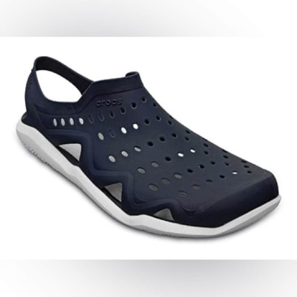 🐊 CROCS 🐊Men’s Swiftwater Slip-On Sandals Black & Chalky Gray Size 11 - Picture 4 of 4